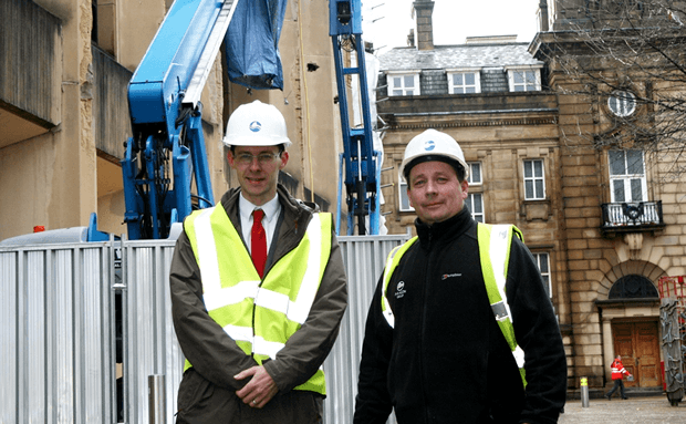 Town Hall Street elevation of Blackburn Central Library work begins