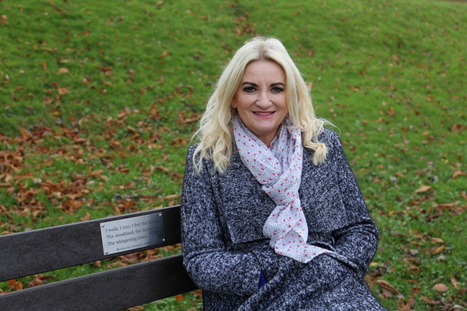 Author Christina Gabbitas visits new Covid memorial bench