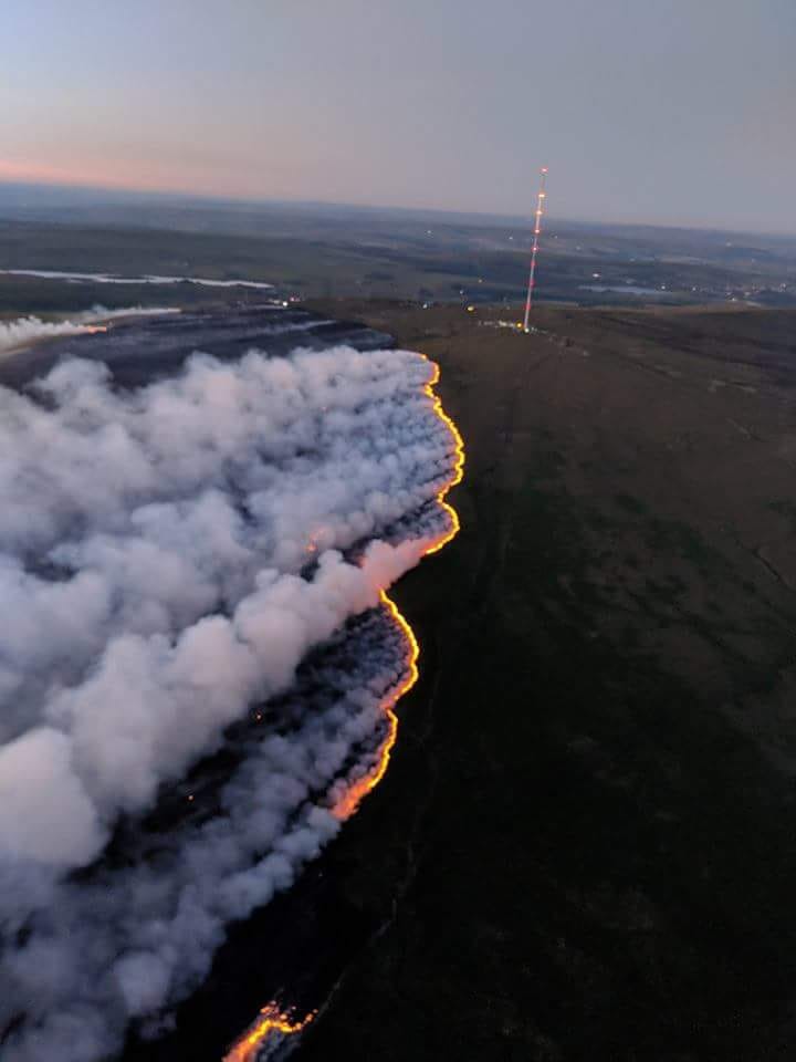 The wildfire spreading across the moors