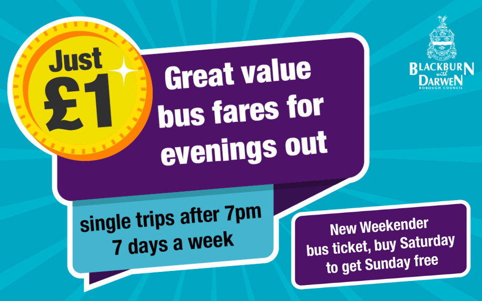 Discounted evening and weekend bus travel across Lancashire