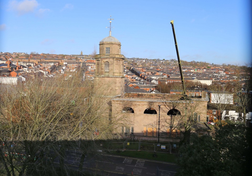 Clearing work starting at fire-hit church